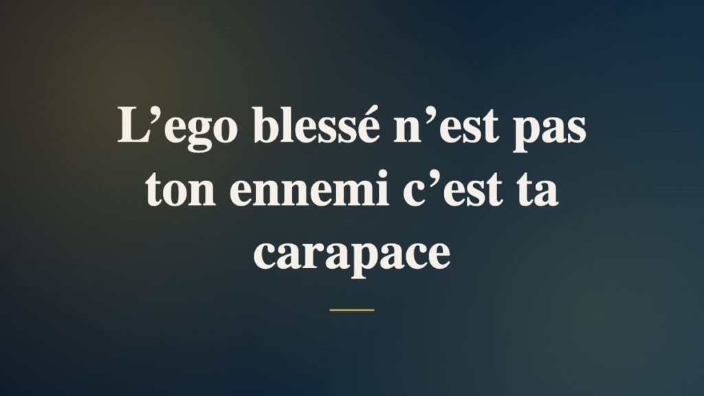 L’ego blessé n’est pas ton ennemi c’est ta carapace